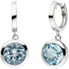 Ohrringe Creolen aus 925 Silber 26,9x11,8mm mit Topas Blautopas hellblau blau