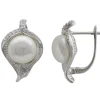 Ohrringe Creolen Blätter Muschelkernperlen Zirkonia weiß 925 Silber Damen
