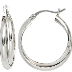 Ohrringe Creolen Creole 23,3mm aus 925 Silber rund rhodiniert Damen