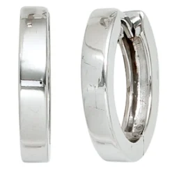 Ohrringe Creolen Creole 15mm 925 Silber rhodiniert flach Ohrschmuck