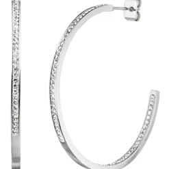 Ohrringe Creolen Halbcreolen 42,5x2,3mm aus Edelstahl mit 134 Kristallsteinen