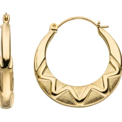 Ohrringe Creolen Ø 22mm aus 375 Gold Gelbgold mit Struktur Ohrschmuck