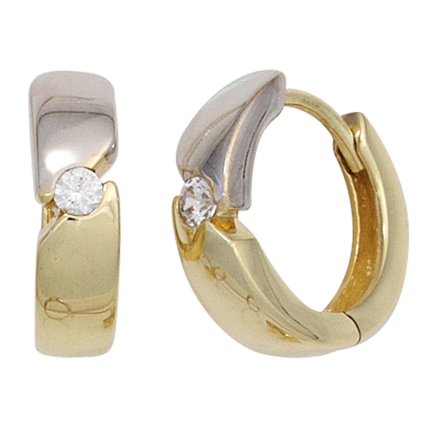 Ohrringe Creolen 13mm aus 333 Gold Gelbgold mit Zirkonia weiß Ohrschmuck