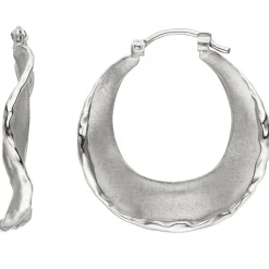 Ohrringe Creolen Ø 22,7mm aus 925 Silber rhodiniert mattiert gewellt