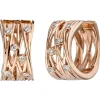 Ohrringe Creolen 8,9mm 12 Diamanten 0.14Ct geflochtenes Muster 585 Rotgold