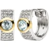 Ohrringe Creolen 5,9mm mit Blautopas hellblau Zirkonia 925 Silber teilvergoldet
