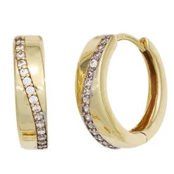 Ohrringe Creolen 15,4mm mit Zirkonia weiß 333 Gold Gelbgold Ohrschmuck