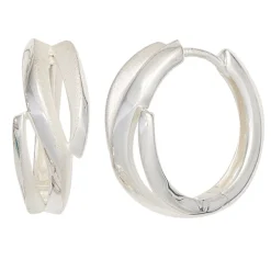 Ohrringe Creolen 17,5mm 925 Silber glänzend teilmatt Ohrschmuck Damen