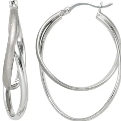 Ohrringe Creolen 35,7mm 925 Silber mattiert Ohrschmuck Glitzereffekt