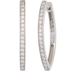 Ohrringe Creolen 37mm spitzoval dünn 925 Silber Zirkonia Ohrschmuck