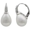 Ohrringe Creolen Perlen Muschelkernperlen weiß & Zirkonia 925 Silber Damen