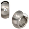 Ohrringe Creolen rund Diamant 0.09Ct W/SI Brillant 950 Platin matt 13mm Damen