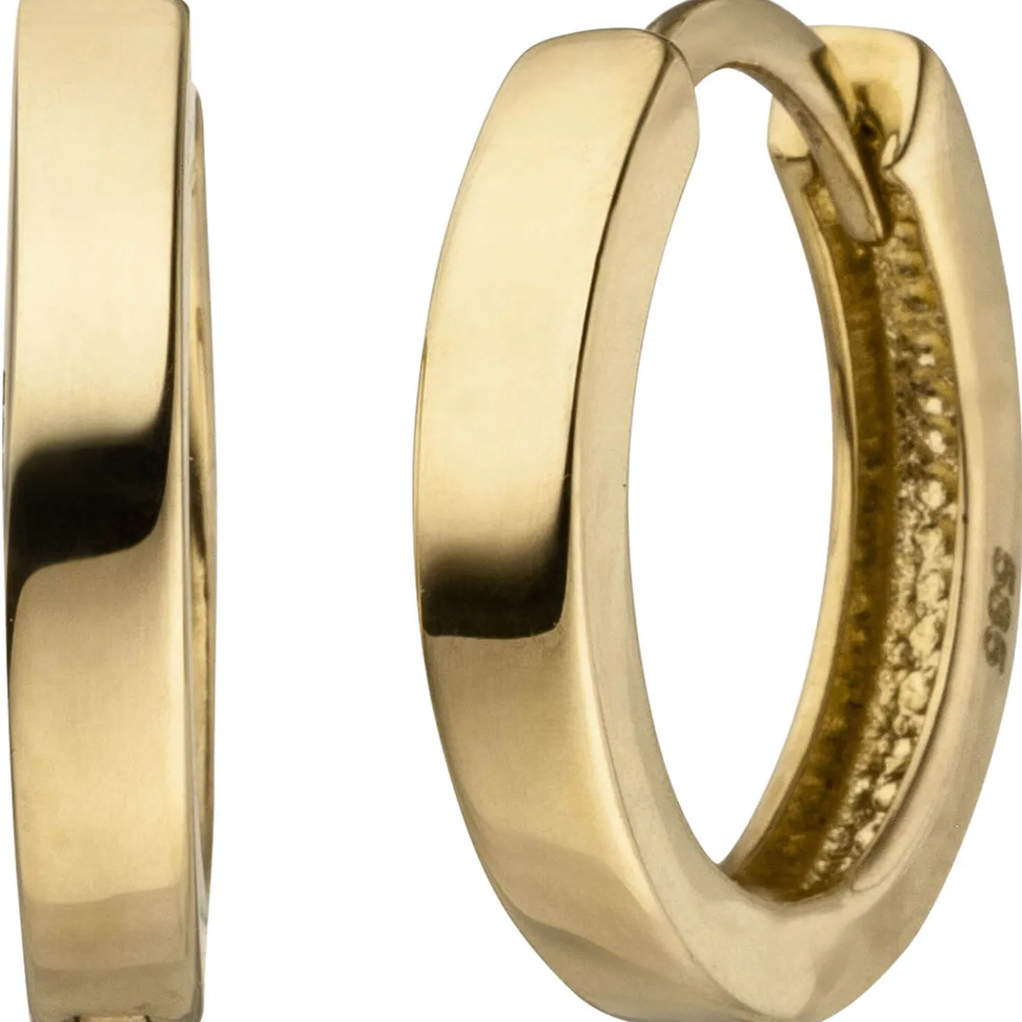 Ohrringe Creolen 12,5x2mm aus 585 Gold Gelbgold Ohrschmuck flach eckig schlicht