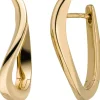 Ohrringe Creolen 20,6x2,7mm aus 585 Gold Gelbgold schlicht gewellt glänzend