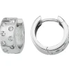 Ohrringe Creolen 14,8x6,5mm aus 925 Silber rhodiniert mit 18 Zirkonia flach