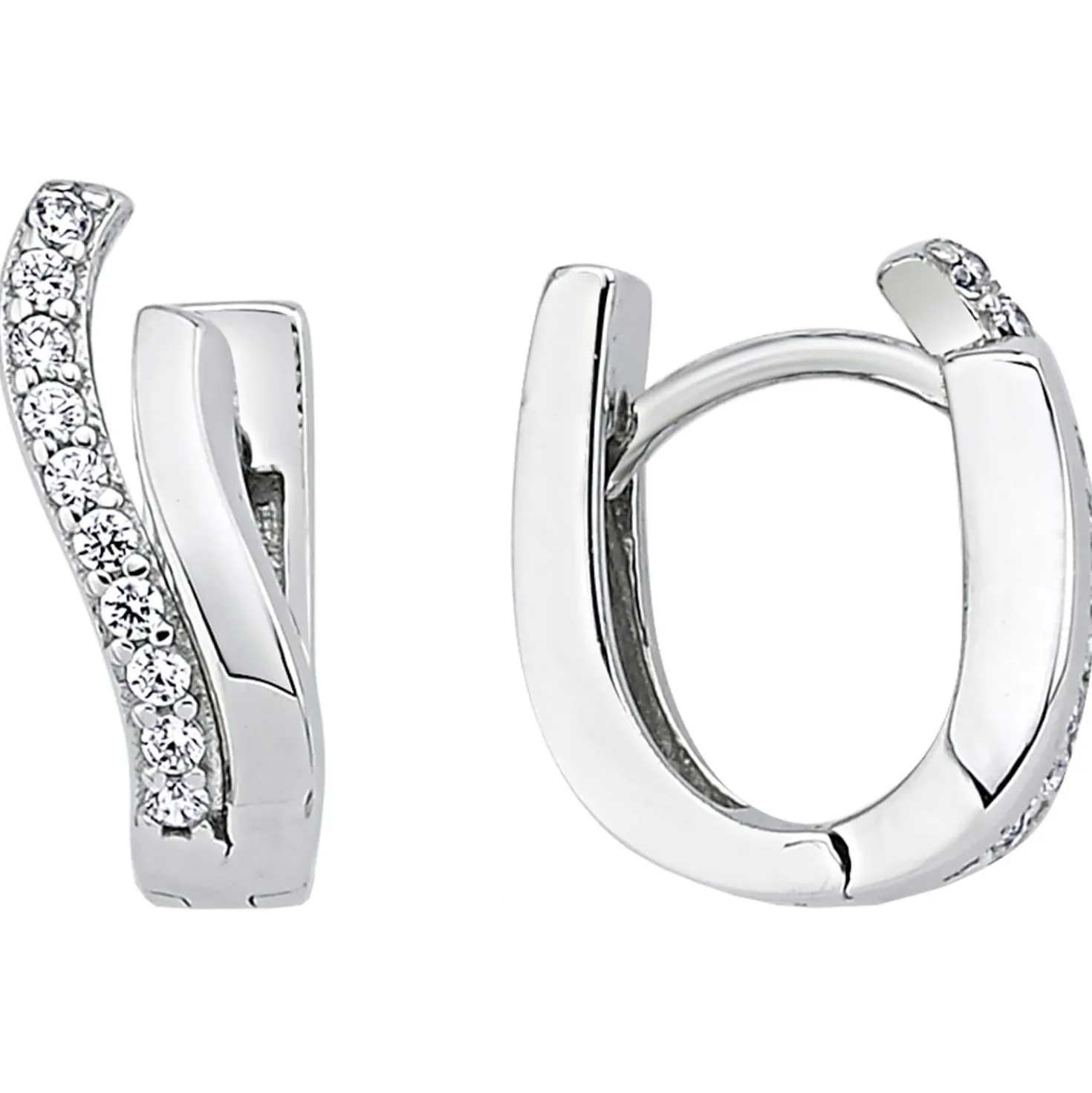 Ohrringe Creolen 14,1x5mm aus 925 Silber rhodiniert mit 20 Zirkonia Ohrschmuck