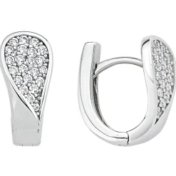 Ohrringe Creolen 14,7x7mm aus 925 Silber rhodiniert mit 44 Zirkonia Ohrschmuck
