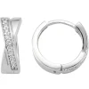 Ohrringe Creolen 14,5x5,8mm gekreuzt aus 925 Silber rhodiniert mit 18 Zirkonia