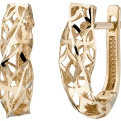 Ohrringe Creolen 18,7x5,7mm 333 Gold Gelbgold gedreht mit Muster Ohrringe Damen