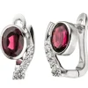 Ohrringe Creolen 8,4x13,1mm mit Granat rot oval & Zirkonia weiß 925 Silber