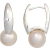 Ohrringe Creolen 4,1x18,9mm mit Süßwasser-Perlen rosé 925 Silber glänzend Damen