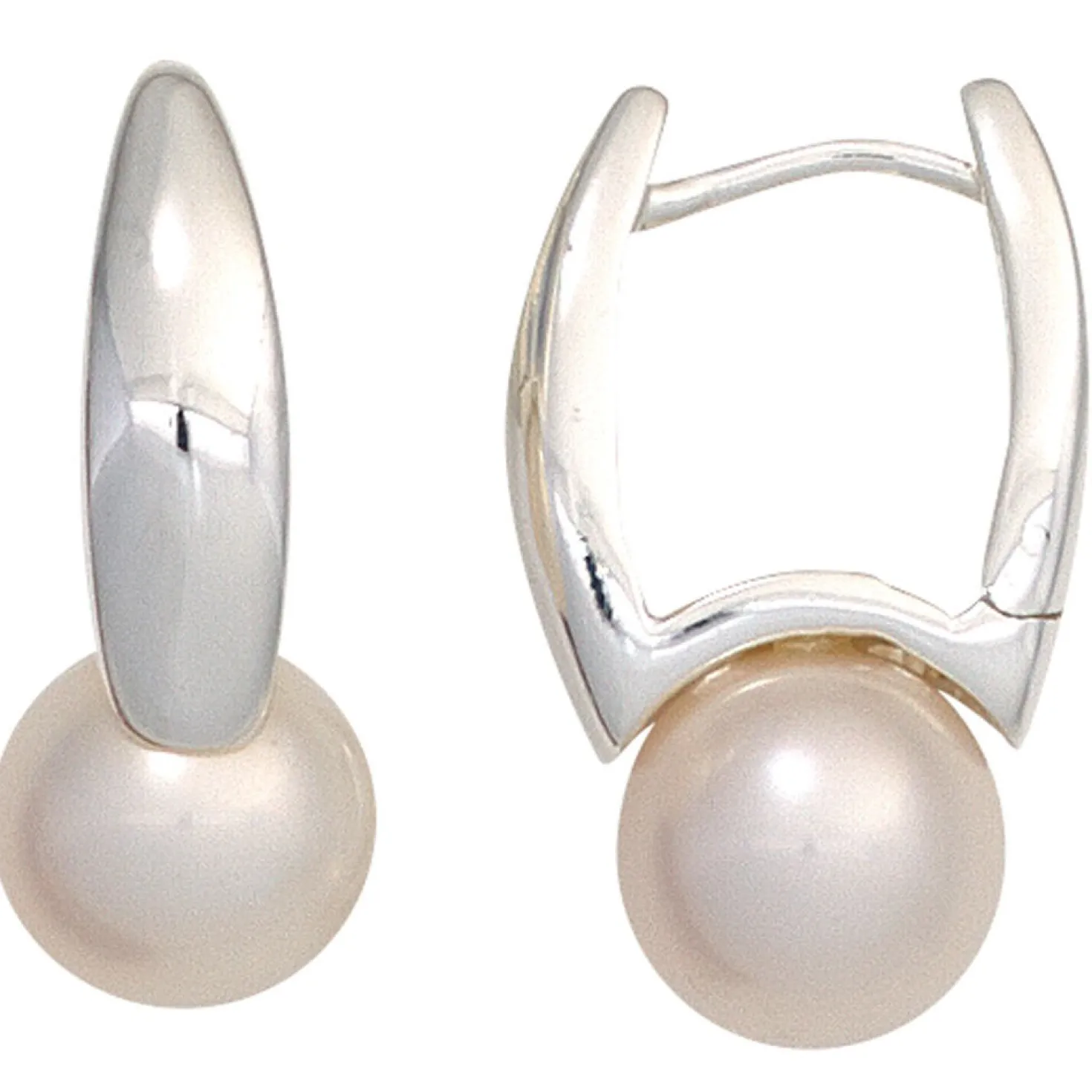 Ohrringe Creolen 4,1x18,9mm mit Süßwasser-Perlen rosé 925 Silber glänzend Damen