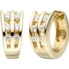 Ohrringe Creolen 15,4x7,1mm mit 12 Zirkonia, 925 Silber Gelbgold vergoldet Damen