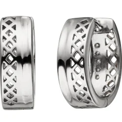 Ohrringe Creolen 15,6x5,1mm mit 10 Zirkonia weiß 925 Silber vergoldet bicolor