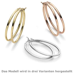 Ohrringe Creolen 35x1,5mm Ohrschmuck aus 585 Gold Gelbgold oval