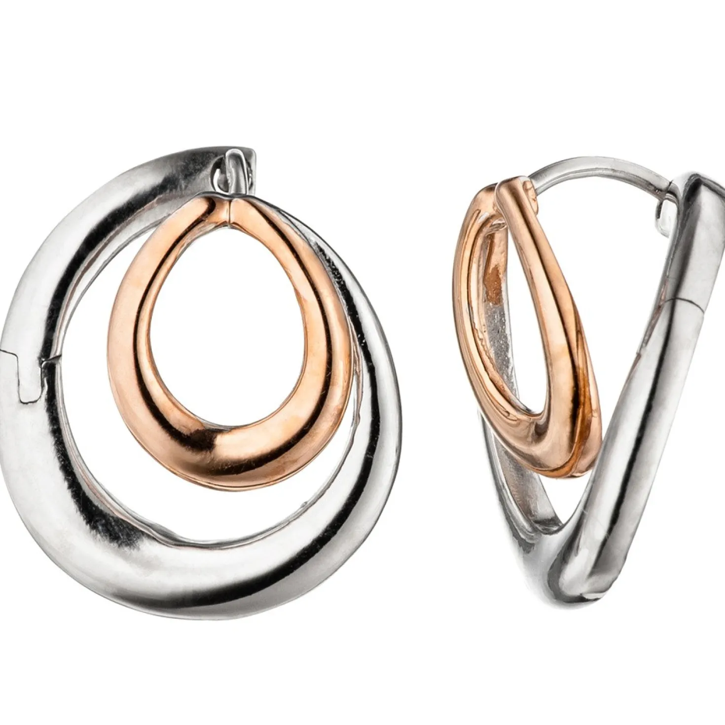 Ohrringe Creolen 17,5x15,9mm 925 Silber teilvergoldet bicolor Ohrschmuck Damen