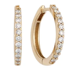 Ohrringe 16,5mm Creolen mit 22 Diamanten 0.33Ct 585 Gold Gelbgold