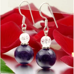 Ohrringe Ohrhänger aus Amethyst & Bergkristall, 925 Silber