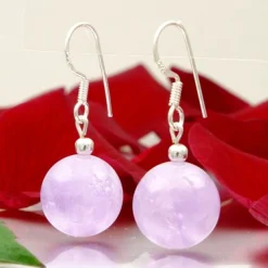 Ohrringe Ohrhänger aus Amethyst & 925 Silber, lavendel