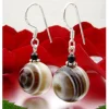 Ohrringe Ohrhänger aus Augenachat & Onyx & 925 Silber, Ø14mm