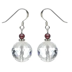 Ohrringe Ohrhänger aus Bergkristall & Granat, 925 Silber, Damen