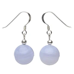 Ohrringe Ohrhänger aus echtem Chalzedon Bandachat& 925er Silber, Ø12mm Damen