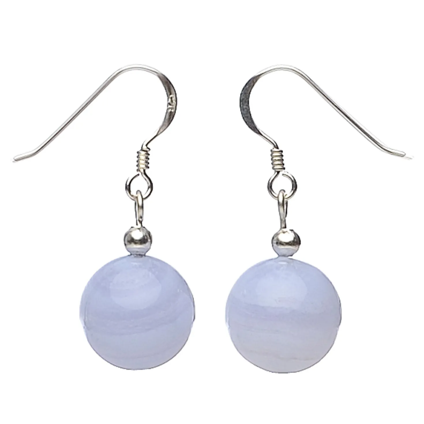 Ohrringe Ohrhänger aus echtem Chalzedon Bandachat& 925er Silber, Ø12mm Damen