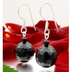 Ohrringe Ohrhänger aus echtem Onyx & 925er Silber, 12mm, schwarz