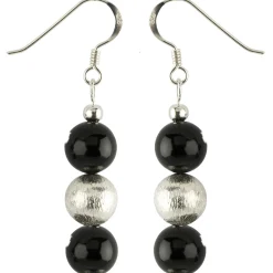 Ohrringe Ohrhänger aus echtem Onyx & 925er Silber, schwarz