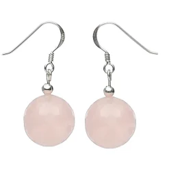 Ohrringe Ohrhänger aus echtem Rosenquarz & 925 Silber, Ø14mm, rosè