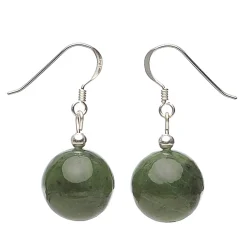 Ohrringe Ohrhänger aus echter Jade & 925er Silber, Ø14mm