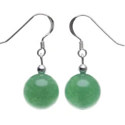 Ohrringe Ohrhänger aus Jade Kugel grün & 925 Silber Ohrschmuck Ohrhaken