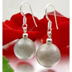 Ohrringe Ohrhänger aus Labradorit & 925 Silber, grau, mit Schimmer