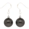 Ohrringe Ohrhänger aus Muschelkernperlen & 925 Silber, Ø12mm, grau