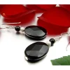 Ohrringe Ohrhänger aus Onyx oval schwarz facettiert & 925 Silber elegant Damen