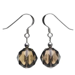 Ohrringe Ohrhänger aus Rauchquarz braun & 925 Silber, facettiert
