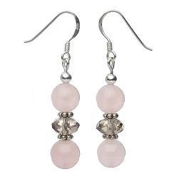 Ohrringe Ohrhänger aus Rosenquarz & Rauchquarz facettiert, 925 Silber