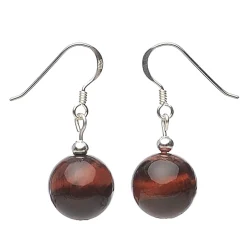 Ohrringe Ohrhänger aus rotem Tigerauge & 925 Silber, Ø12mm