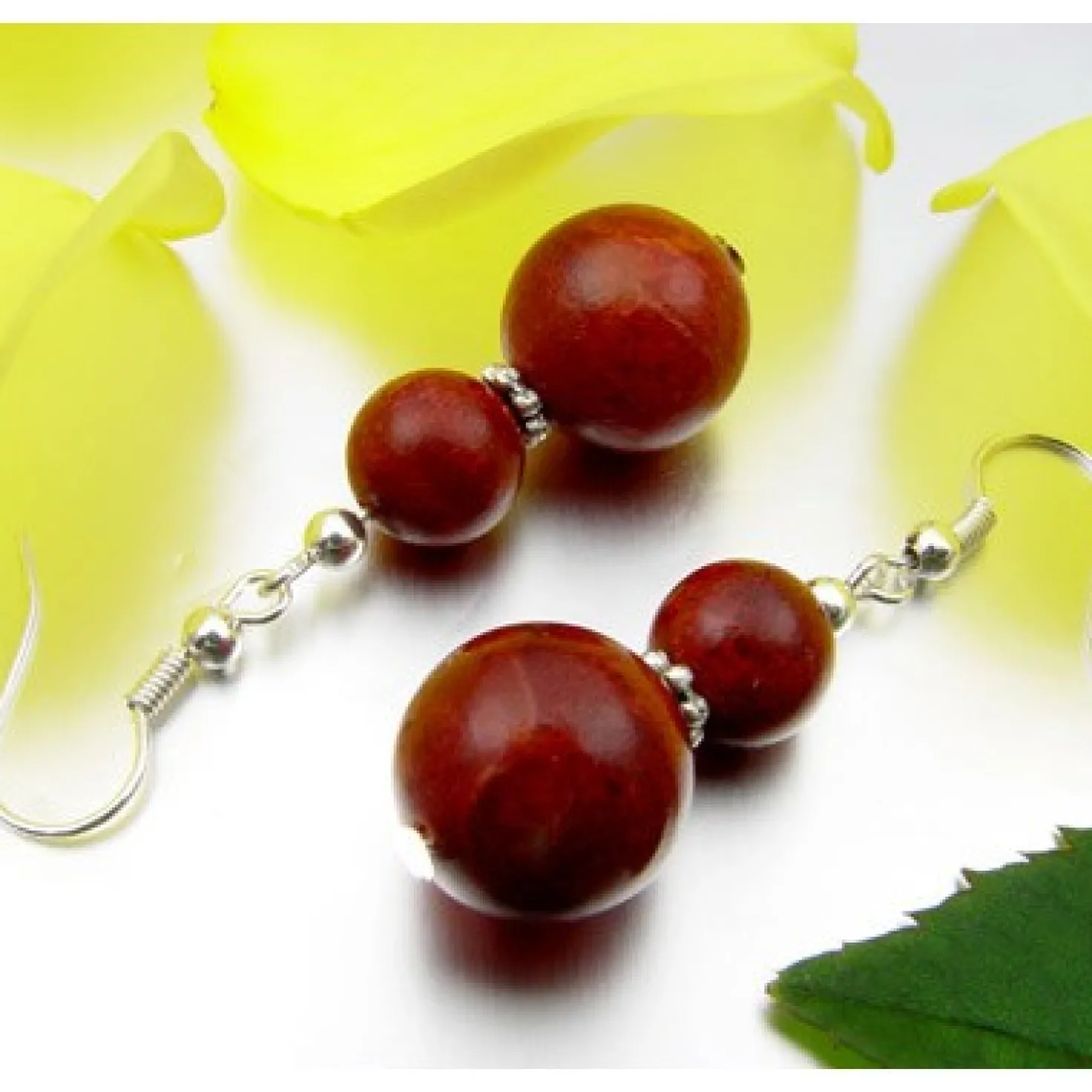 Ohrringe Ohrhänger aus Schaumkoralle & 925 Silber, Korallenohrringe