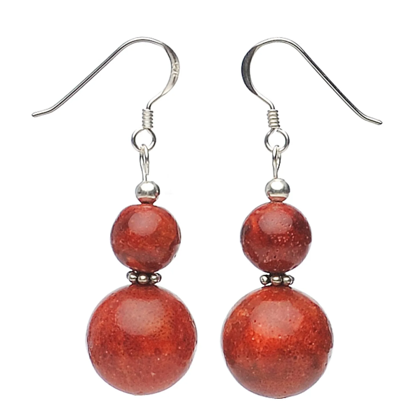 Ohrringe Ohrhänger aus Schaumkoralle & 925 Silber, Korallenohrringe